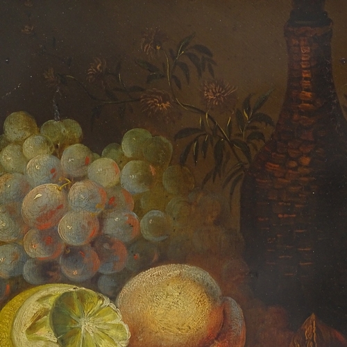 1290 - 19th century oil on wood panel, still life study, unsigned, 13