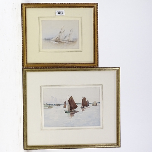 1296 - F Norie, watercolour, marine, signed, 5