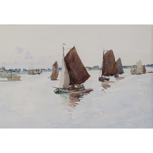 1296 - F Norie, watercolour, marine, signed, 5