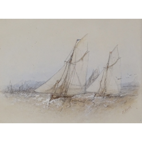 1296 - F Norie, watercolour, marine, signed, 5