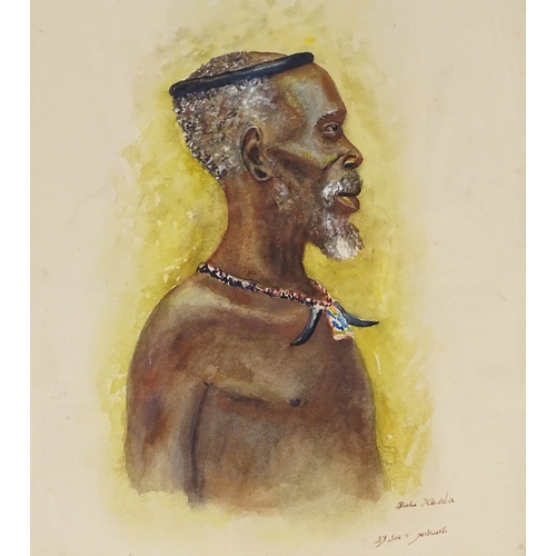 1298 - Simoni Mnguni (1885 - 1956), watercolour, Zulu, signed, 12