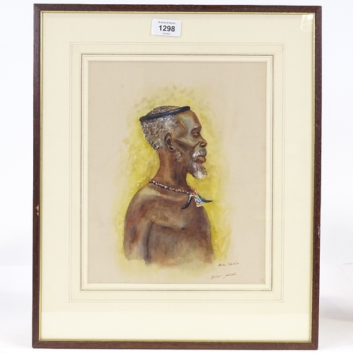 1298 - Simoni Mnguni (1885 - 1956), watercolour, Zulu, signed, 12