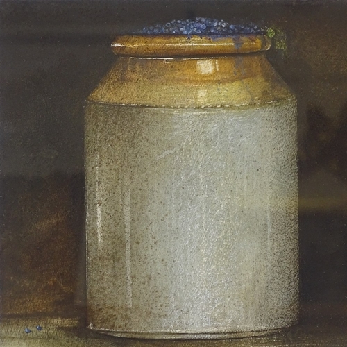 1299 - Andrew Hemingway, watercolour, still life stoneware jar, signed with monogram, 11