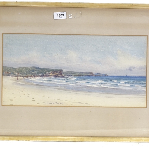 1303 - Edith Toms (Australian), watercolour, beach scene, signed and dated 1917, 8.5