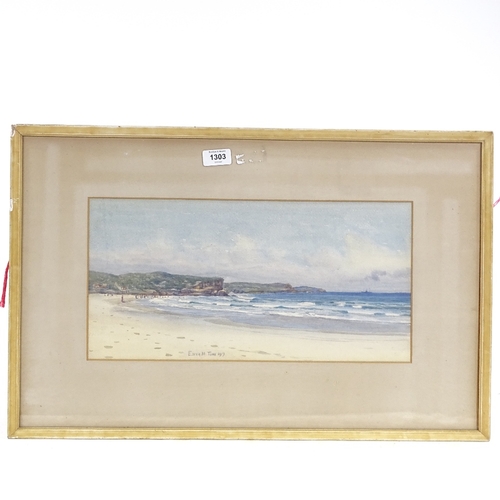 1303 - Edith Toms (Australian), watercolour, beach scene, signed and dated 1917, 8.5