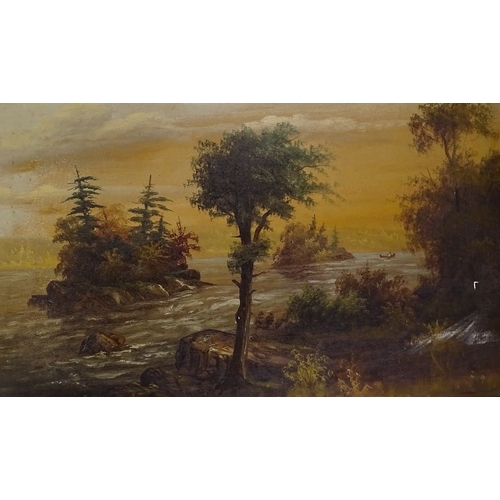 1305 - Early 20th century Canadian School, pair of oils on canvas, unsigned, titled Rapids St Lawrence, 22