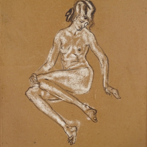 1306 - Arthur B Davies, charcoal/chalk female nude, signed, 17