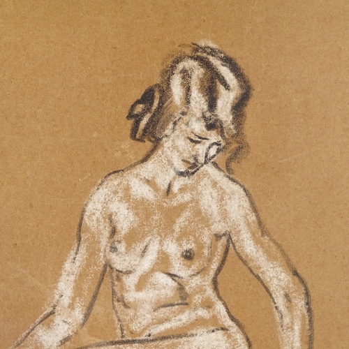 1306 - Arthur B Davies, charcoal/chalk female nude, signed, 17