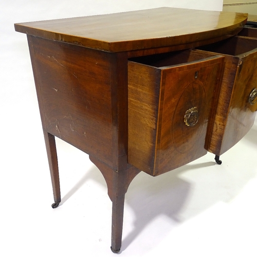 416 - A George III mahogany bow-front sideboard of small size, with 3 drawers under, width 92cm