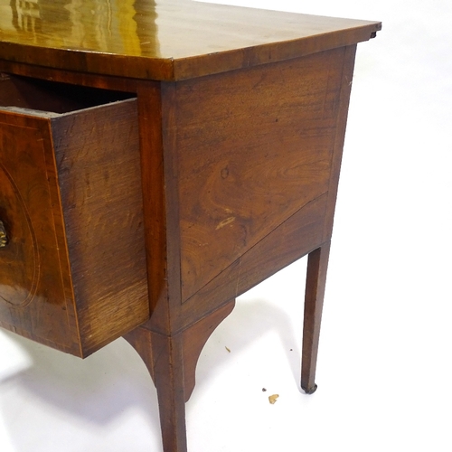 416 - A George III mahogany bow-front sideboard of small size, with 3 drawers under, width 92cm