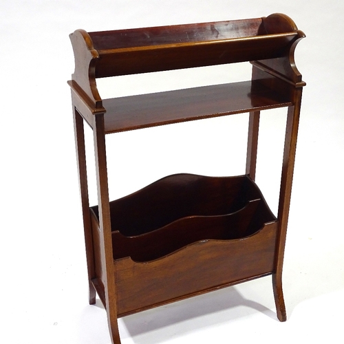 419 - An Edwardian mahogany book rack with magazine rack under