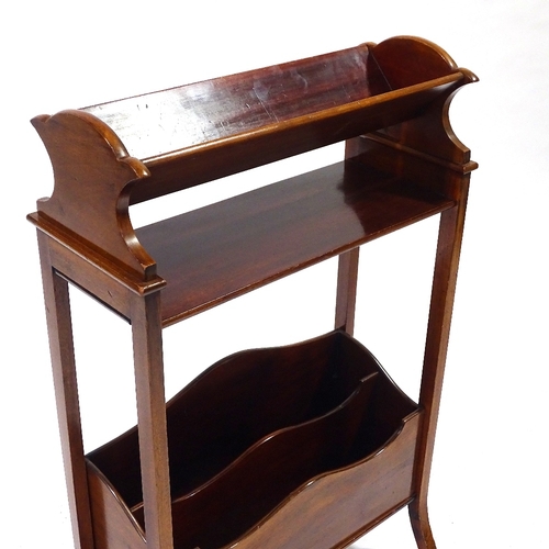 419 - An Edwardian mahogany book rack with magazine rack under