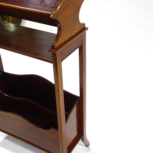 419 - An Edwardian mahogany book rack with magazine rack under