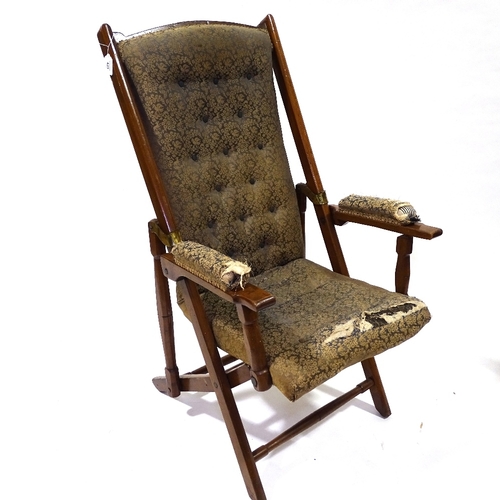 431 - A Victorian mahogany and brass-mounted folding campaign armchair