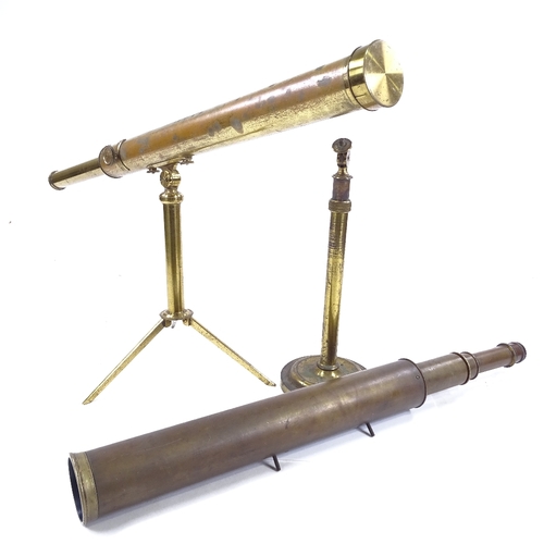 239 - 2 early 20th century brass telescopes on stands, both A/F for spares or repairs