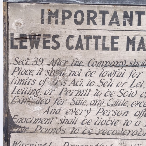 2 - A 19th century painted pine Lewes Cattle Market Act 1879 Section 39 sign, by E L Honess, the Secreta... 