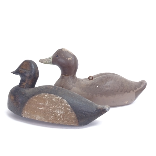 42 - 2 carved and painted wood decoy ducks, largest length 35cm (2)