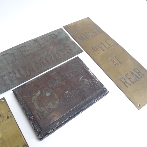 43 - 4 various brass shop sign plaques, largest length 61cm (4)