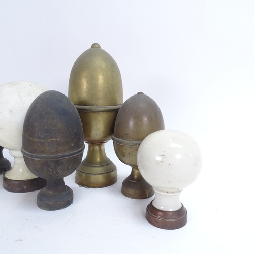 45 - Various cast-metal and ceramic finials, largest height 24cm