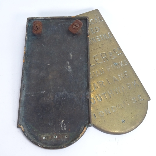 6 - A pair of early 20th century cast-brass elliptical turnstile name plates, by C Isler & Co of Southwa... 