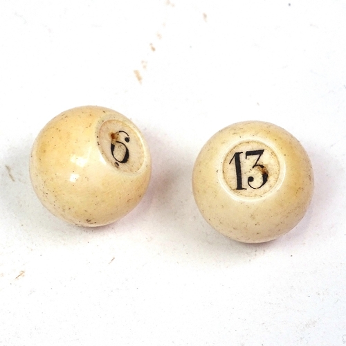 115 - A set of 19th century miniature turned ivory billiard balls, and various ivory/ivorine-backed dressi... 