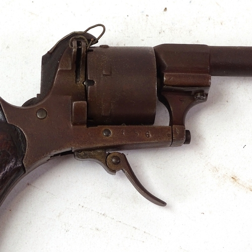 133 - A 19th century pinfire revolver pistol, barrel stamped ELG, length 18cm