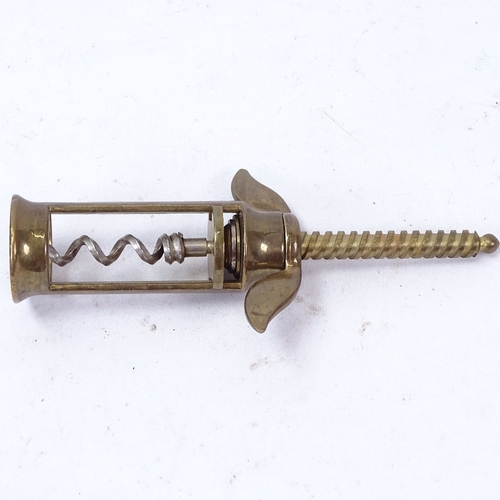 157 - A Berry Bros & Rudd Ltd of London brass and steel bottle corkscrew, with rotating butterfly handle, ... 