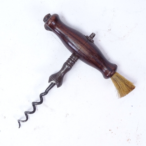 158 - Various Vintage corkscrews, including example with brush handle, Zig Zag and Deal Brevete (3)