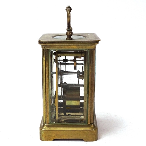 96 - A Vincent of Weymouth brass-cased carriage clock, case height 11cm, not currently working