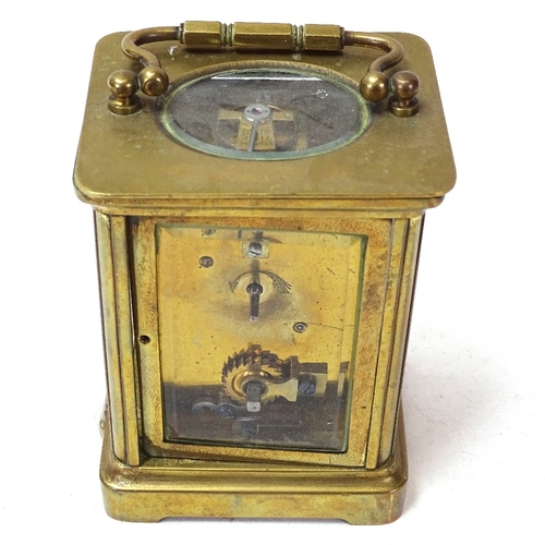 96 - A Vincent of Weymouth brass-cased carriage clock, case height 11cm, not currently working