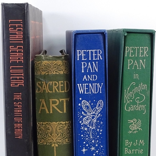 176 - 2 J M Barrie Peter Pan folio edition books, 1 illustrated by Arthur Rackham, Sacred Art book, etc (4... 