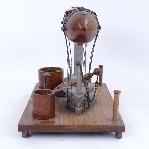 181 - An unusual hot air balloon/zeppelin design desk stand, with inkwell, match holder, cigar cutter and ... 