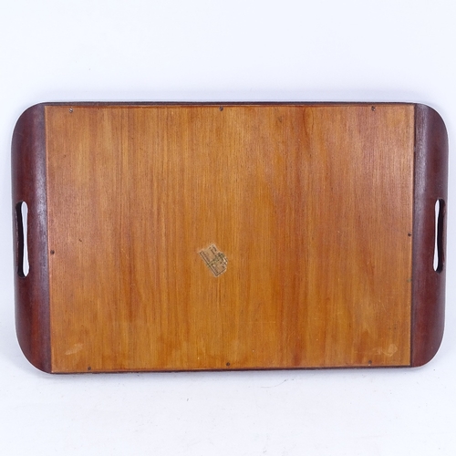 187 - A Brazilian marquetry and butterfly wing inlaid Rio de Janeiro tea tray, length 48cm