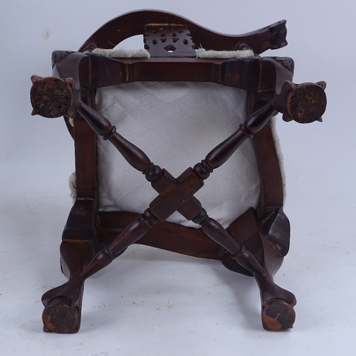 196 - A mahogany doll's corner chair, and a stained oak tantalus case (2)