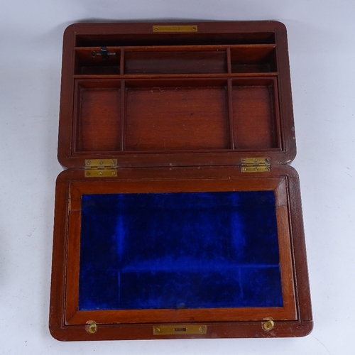 197 - A Milners painted tin Deed box, travelling writing slope, rosewood jewel box etc