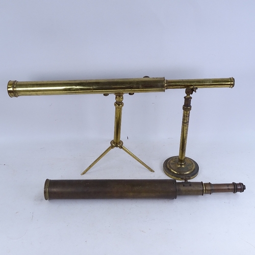 239 - 2 early 20th century brass telescopes on stands, both A/F for spares or repairs