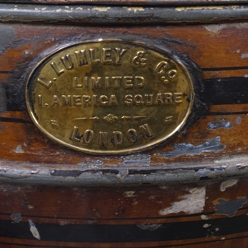 75 - A 19th century Lumley & Co of London enamelled tin conical storage container, a large green painted ... 