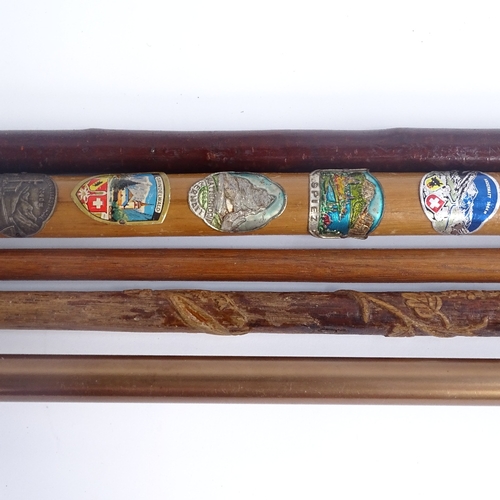 256 - Various walking sticks and a gamebird shooting stick (5)