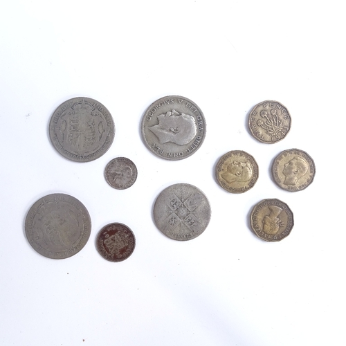 257 - An engineer's table-top oak chest of drawers, containing various British pre-decimal coins, chest he... 