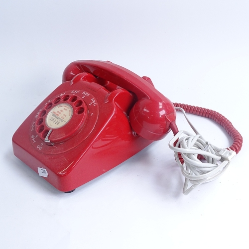 270 - Vintage red dial telephone, set of cast iron scales, industrial style wrought-metal hanging light fi... 