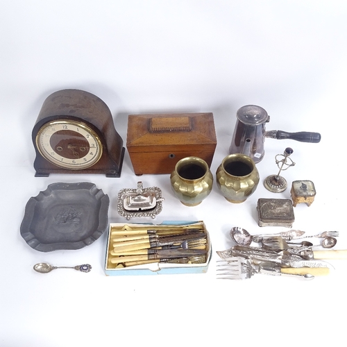 271 - Various collectables, including novelty Toulon jewel box, tea caddy, silver plated side pouring kett... 