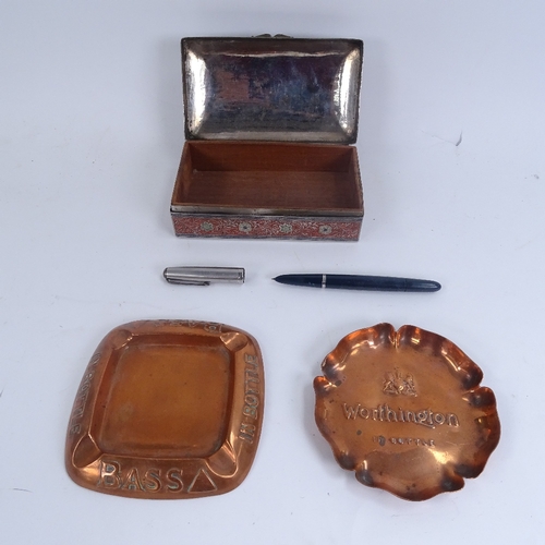 277 - Various collectables, including enamelled white metal cigarette box, shoe lasts, fishing reels etc