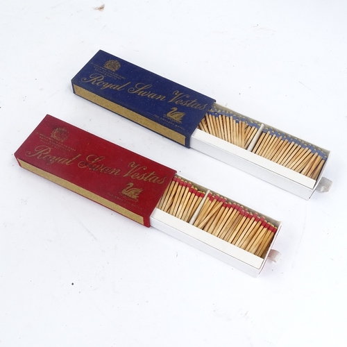 305 - 2 boxes of Royal Swan Vestas, and a Vintage plated cigarette case (3)