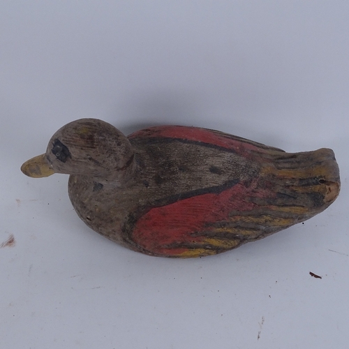 308 - 2 Vintage carved and painted wood decoy ducks, length 25cm