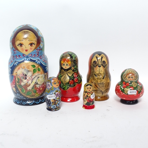 362 - A collection of Vintage painted Russian dolls, largest height 22cm (6)