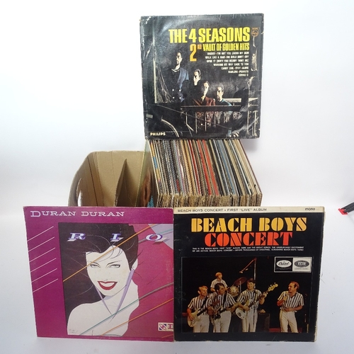 374 - Various Vintage vinyl LPs and records, including The Everlys, Duran Duran, Beach Boys etc