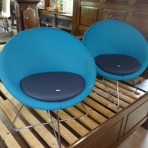 1544 - A pair of Allermuir Conic A630 teal lounge chairs, by Pearson Lloyd, with maker's labels