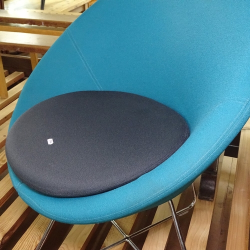 1544 - A pair of Allermuir Conic A630 teal lounge chairs, by Pearson Lloyd, with maker's labels