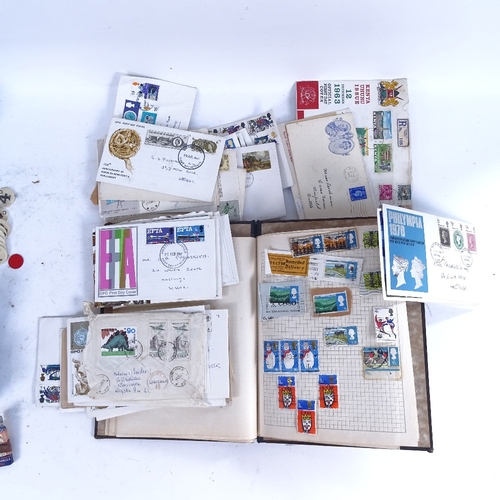 390 - Various First Day Cover stamps, cigar and cigarette advertising signs, painted poker chips etc