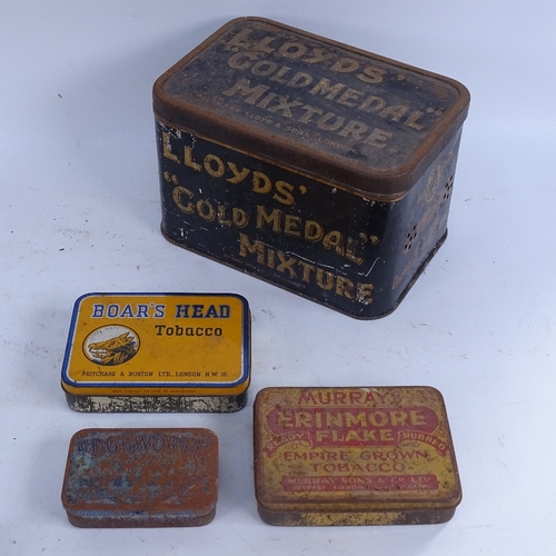 402 - A collection of various painted tin cigarette advertising boxes and containers